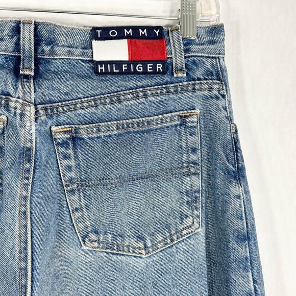 VTG Tommy Hilfiger Jeans Size 30x30 Straight Leg 90s Spell Out Big Flag Blue 223 - Picture 3 of 9